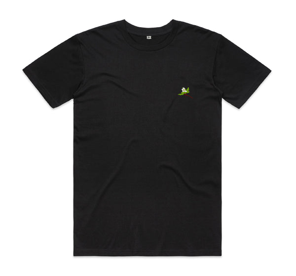 Embroidered Windflowers T-Shirt - Black